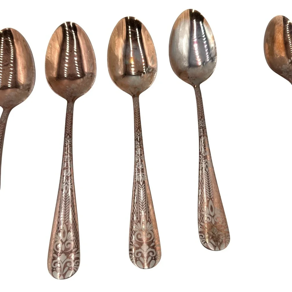 Mismatched Flatware Set‎ 31pc Copper Rose Gold Mixed Patterns